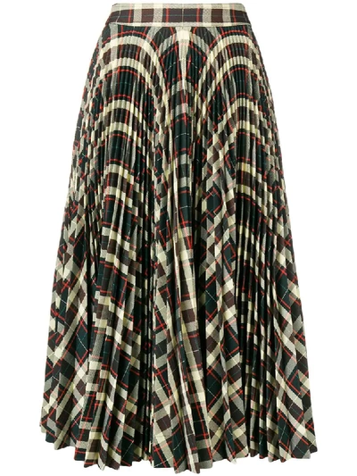 Shop Calvin Klein 205w39nyc Pleated Tartan Skirt - Green