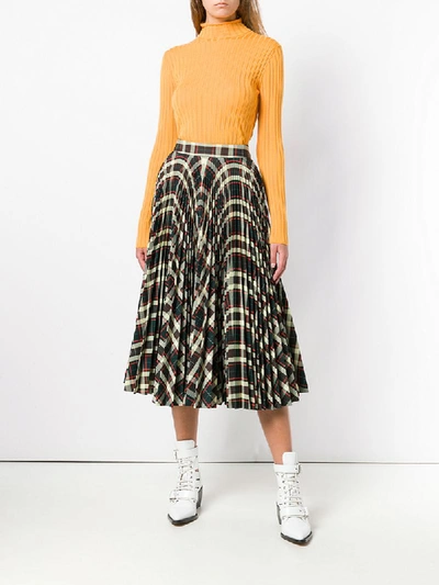 Shop Calvin Klein 205w39nyc Pleated Tartan Skirt - Green