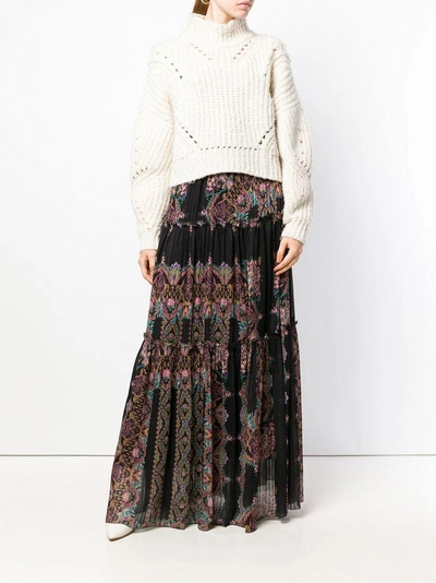 Shop Etro Printed Pleated Skirt - Black