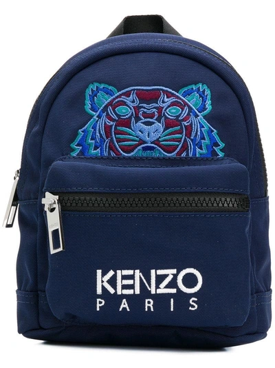 Shop Kenzo Small Tiger Canvas Backpack In Blue