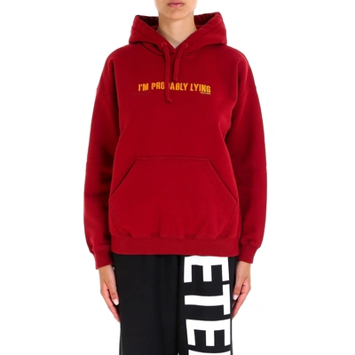 Shop Vetements Im Probably Lying Hoodie In Red