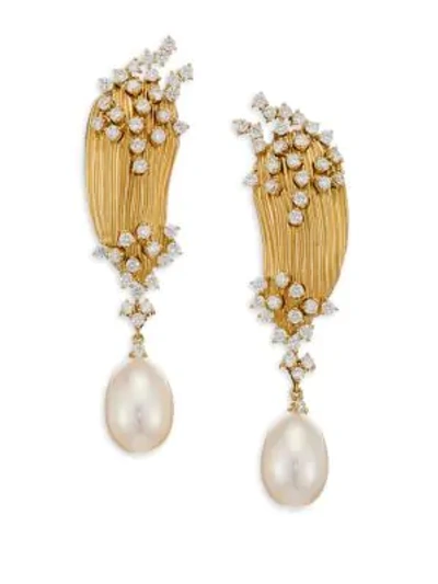 Shop Hueb Bahia Diamond, Pearl & 18k Yellow Gold Drop Earrings