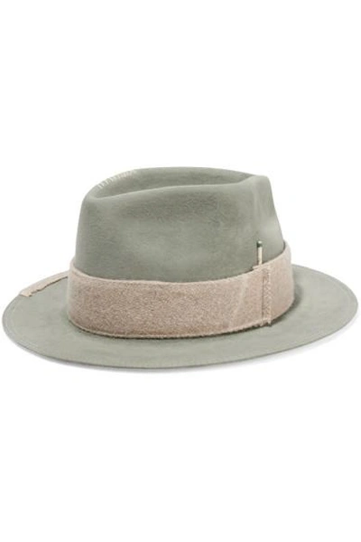 Shop Nick Fouquet Verbon A De La Falaise Embroidered Rabbit-felt Fedora In Light Green