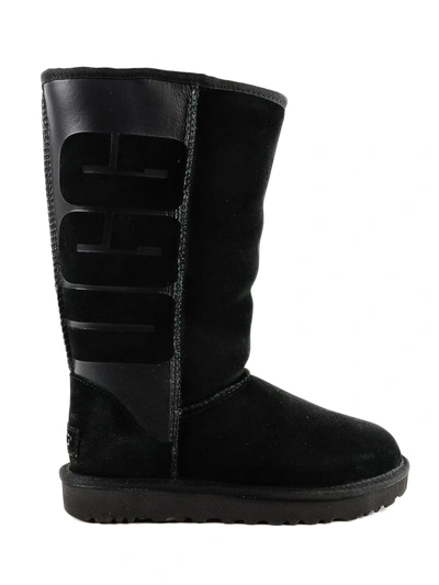 Shop Ugg Logo Boots In Black