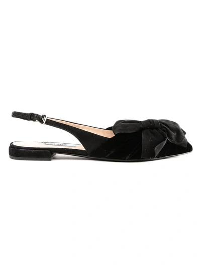 Shop Prada Bow Embellished Pumps In Nero