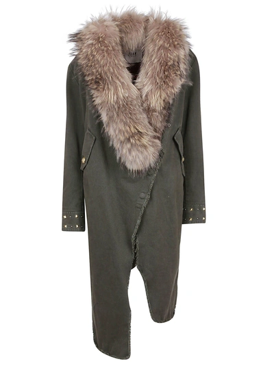 Shop Bazar Deluxe Fur Collar Coat In Green