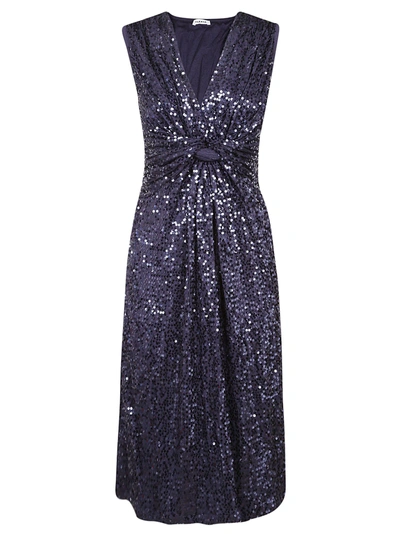 Shop P.a.r.o.s.h Sequin Draped Dress In Navy