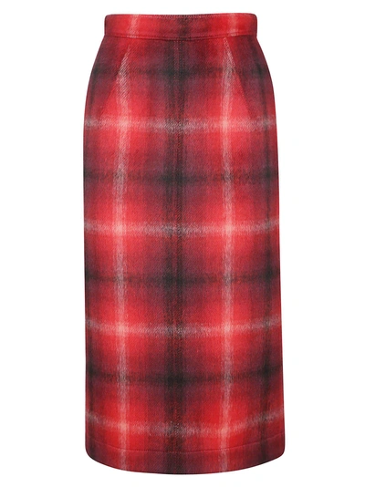 Shop N°21 Plaid Pencil Skirt In Red