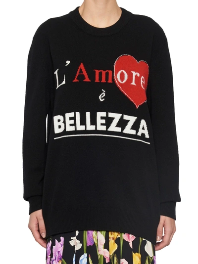 Shop Dolce & Gabbana 'l'amore È Bellezza' Sweater In Black