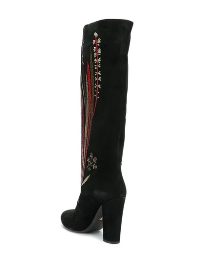 Shop Giambattista Valli Floral Embroidered Boots In Black