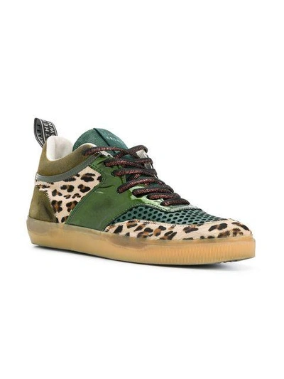 Shop Leather Crown Patchwork-sneakers In Green