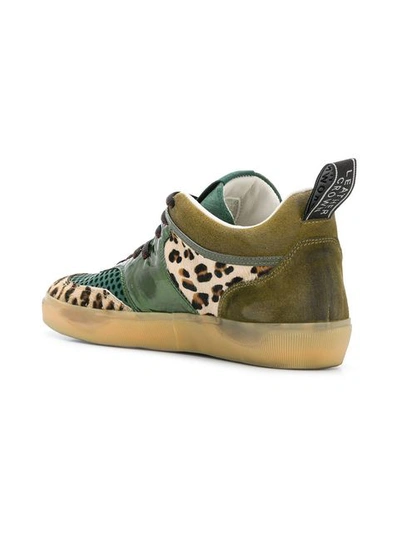 Shop Leather Crown Patchwork-sneakers In Green