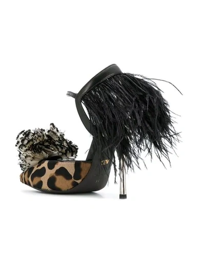 Shop Giambattista Valli Leopard Print Feather Pumps - Brown