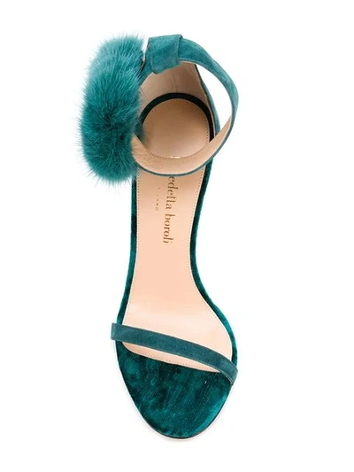 Shop Benedetta Boroli Cleo Mink Fur Heeled Sandals - Green