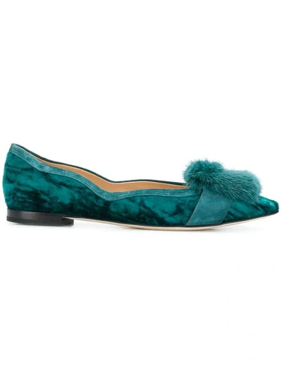 Shop Benedetta Boroli Matisse Mink Fur Ballerinas - Green