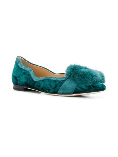 Shop Benedetta Boroli Matisse Mink Fur Ballerinas - Green