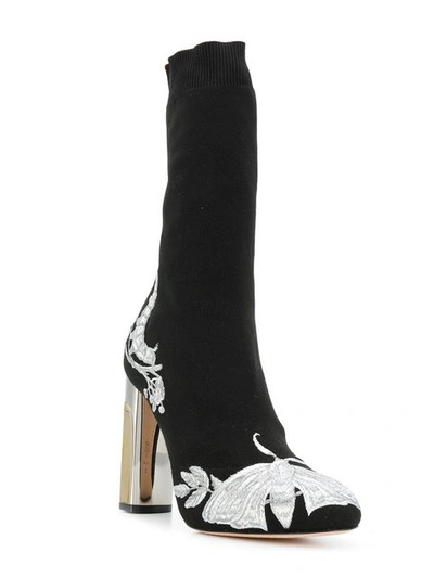 Shop Alexander Mcqueen Bug Embroidered Sock Boots