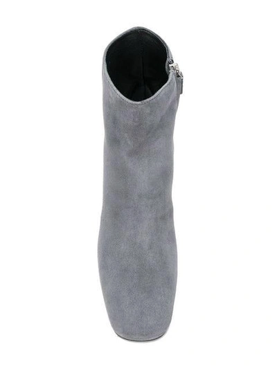 Shop Prada Logo Plaque Ankle Boots - Grey