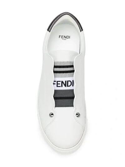Shop Fendi Logo Low-top Sneakers In White
