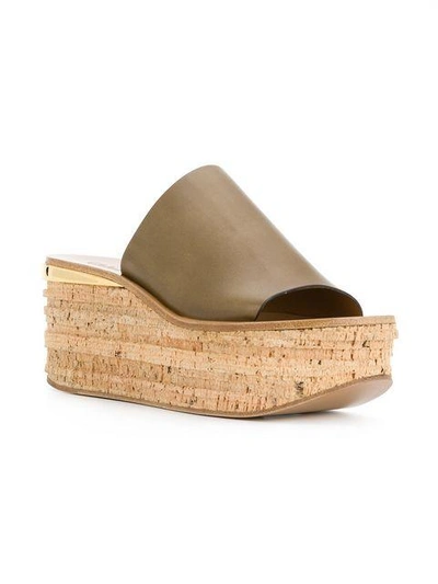 Shop Chloé Camille Wedge Mules - Green