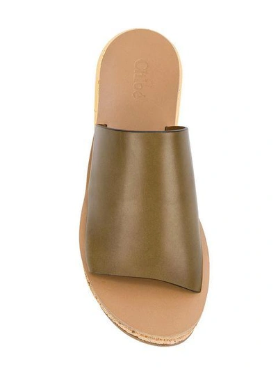 Shop Chloé Camille Wedge Mules - Green
