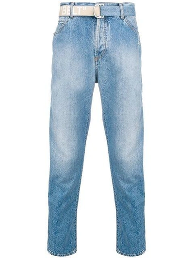 Shop Off-white Belted Straight-leg Jeans In Blue