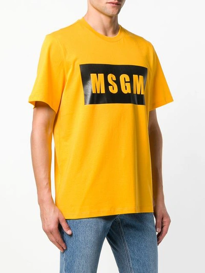 Shop Msgm Logo Print T-shirt - Yellow In Yellow & Orange