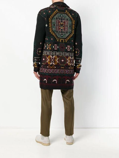 Shop Etro Intarsia Knit Cardigan In Blue