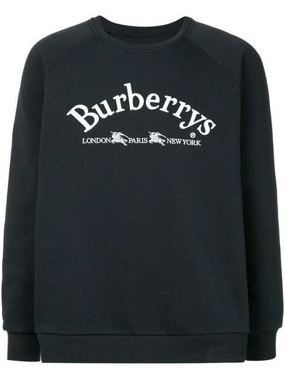 Shop Burberry Jersey-pullover Mit Print In Blue