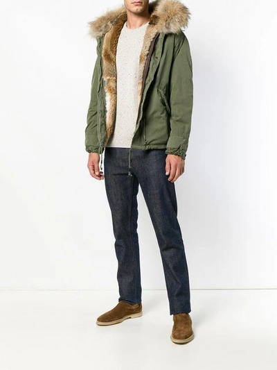 Shop As65 Fur Trimmed Parka Coat - Green