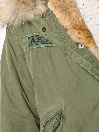 Shop As65 Fur Trimmed Parka Coat - Green