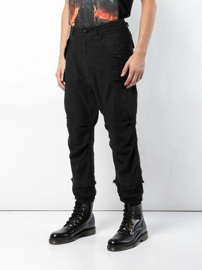 Shop R13 Distressed Cargo Trousers - Black