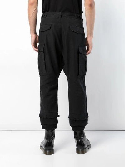 Shop R13 Distressed Cargo Trousers - Black