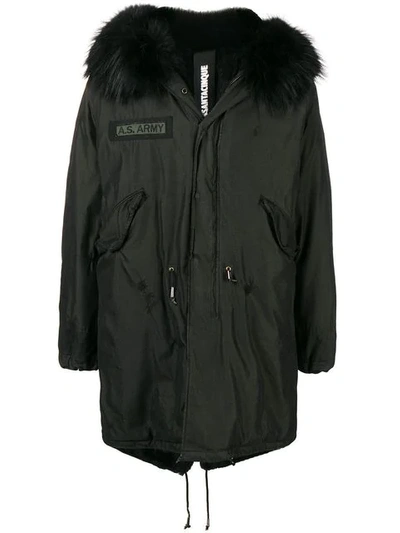 Shop As65 Fur Trimmed Parka Coat - Black