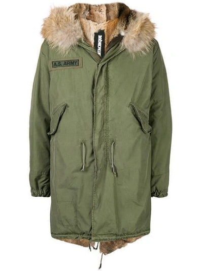 Shop As65 Fur Trimmed Parka Coat In Green