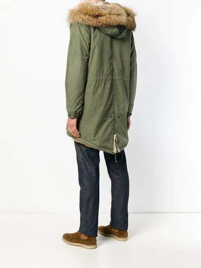 Shop As65 Fur Trimmed Parka Coat In Green