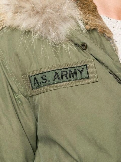 Shop As65 Fur Trimmed Parka Coat In Green