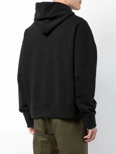 Shop Gosha Rubchinskiy Logo Embroidered Hoodie - Black