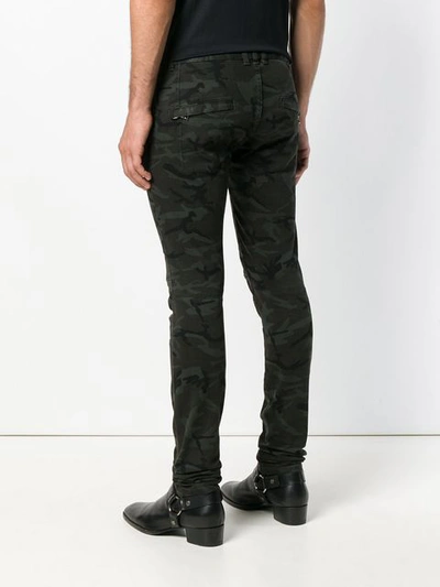 Shop Balmain Army Print Skinny Trousers - Black