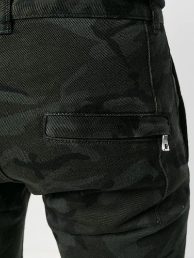 Shop Balmain Army Print Skinny Trousers - Black