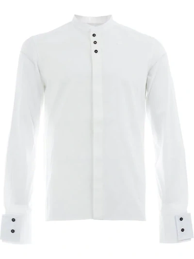 Shop Wales Bonner Textured Mandarin Collar Shirt - White