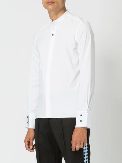 Shop Wales Bonner Textured Mandarin Collar Shirt - White