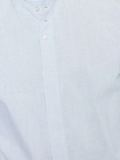 Shop Wales Bonner Pinstripe Mandarin Collar Shirt - Blue