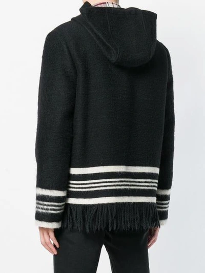 embroidered fringed hoodie