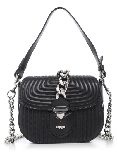 Shop Moschino Quilted Shoulder Bag In Black