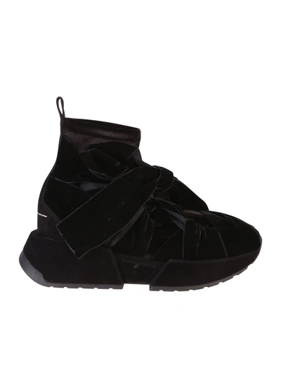 Shop Mm6 Maison Margiela Black Ribbon Sneakers