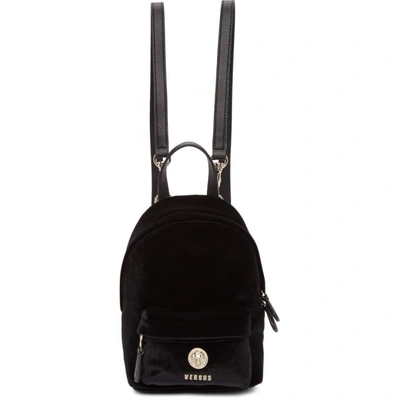 Shop Versus Black Small Lion Velvet Backpack In F463h Black