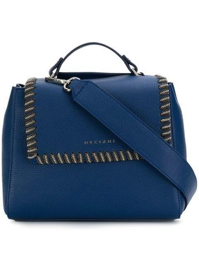 Shop Orciani Chain Trim Tote In Blue