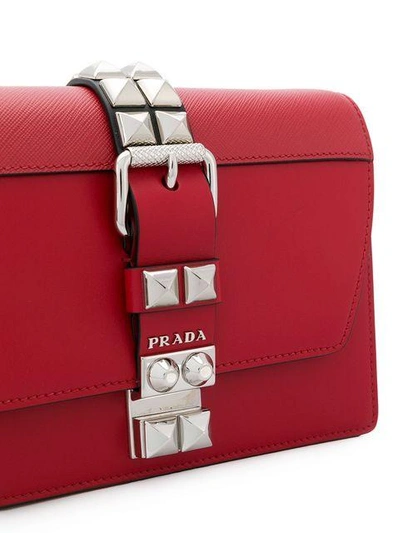 Shop Prada Elektra Studded Crossbody Bag In Red