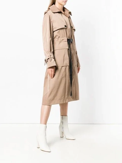 Shop Kenzo Gabardine Trench Coat - Neutrals